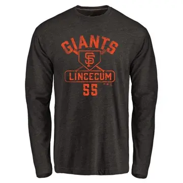Men's Tim Lincecum San Francisco Giants Base Runner Tri-Blend Long Sleeve T-Shirt - Black