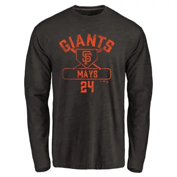 Men's Willie Mays San Francisco Giants Base Runner Tri-Blend Long Sleeve T-Shirt - Black