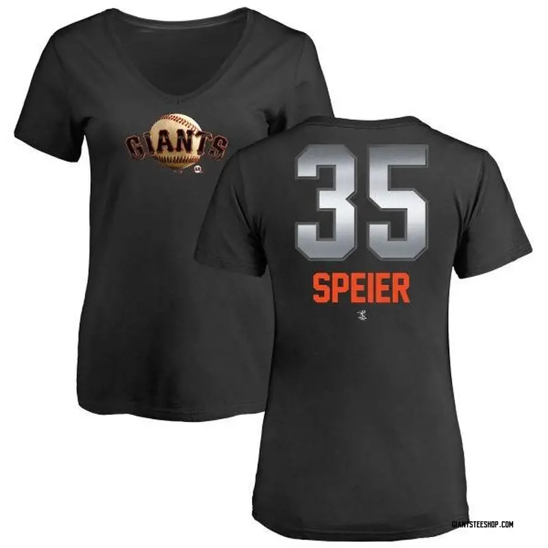 Women's Chris Speier San Francisco Giants Midnight Mascot V-Neck T-Shirt - Black