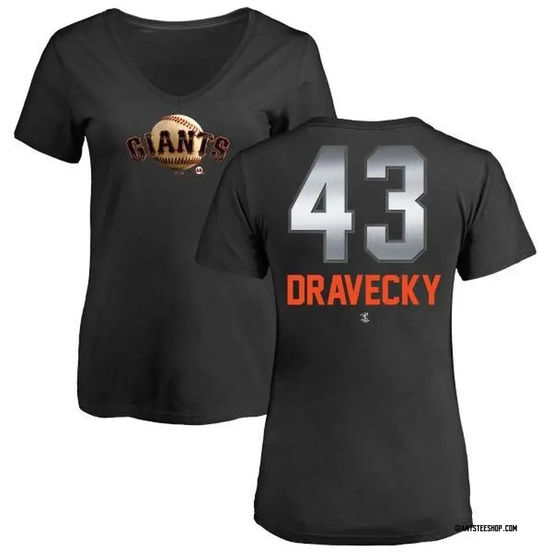 Women's Dave Dravecky San Francisco Giants Midnight Mascot V-Neck T-Shirt - Black