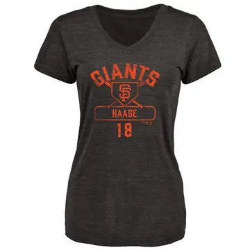 Women's Eric Haase San Francisco Giants Base Runner Tri-Blend T-Shirt - Black