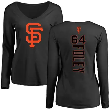 Women's Jason Foley San Francisco Giants Backer Slim Fit Long Sleeve T-Shirt - Black