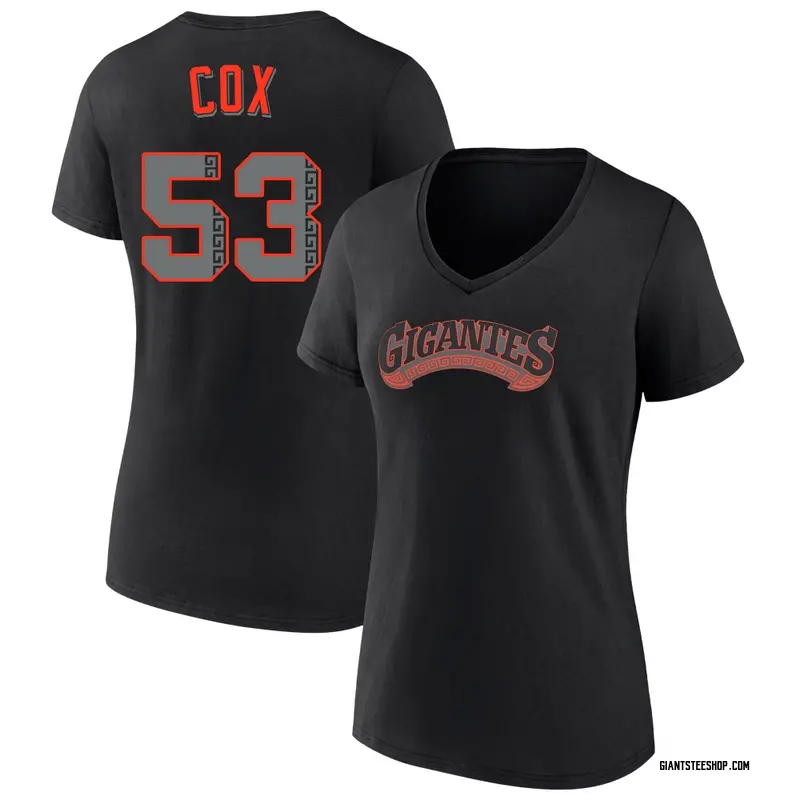 Women's Jonah Cox San Francisco Giants Black Alternate Name & Number V-Neck T-Shirt