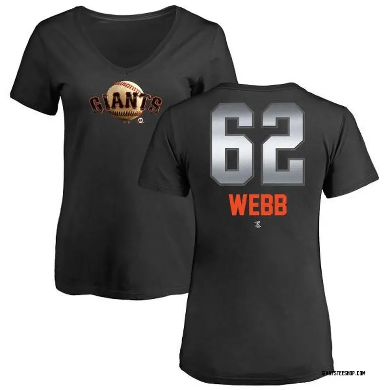 Women's Logan Webb San Francisco Giants Midnight Mascot V-Neck T-Shirt - Black
