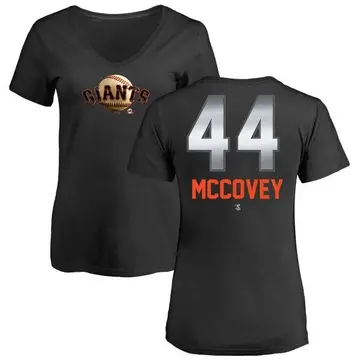 Women's Willie McCovey San Francisco Giants Midnight Mascot V-Neck T-Shirt - Black